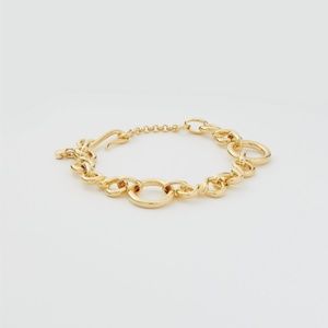 ANN TAYLOR Metal Chain Link Ring Bracelet Gold